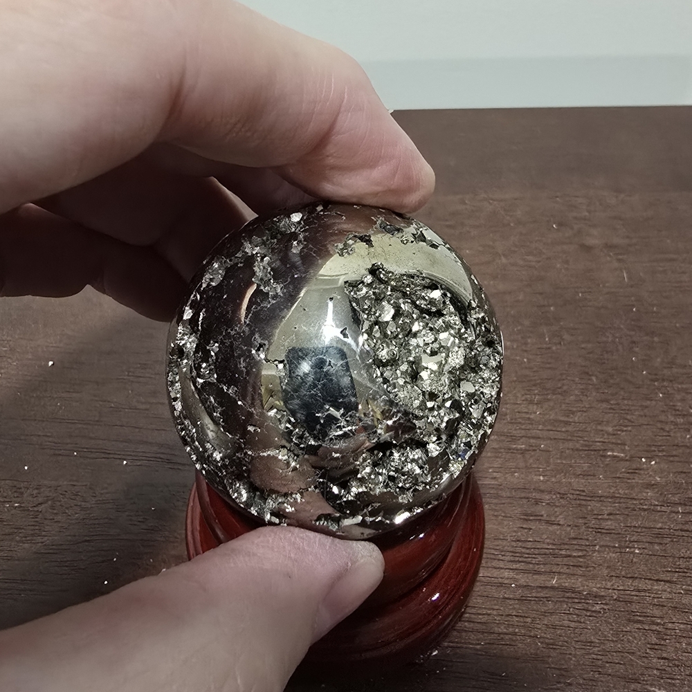 Pyrite Crystal Sphere #J 48 mm - Picture 6 of 9